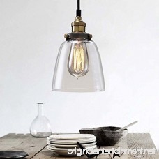 Industrial Retro Country Style Clear Glass Island Chandelier - LITFAD Clear Bowl Glass Shade Four Lights Pendant Light Antique Brass & Bronze Finish Ceiling Light - B073QJ3YHS