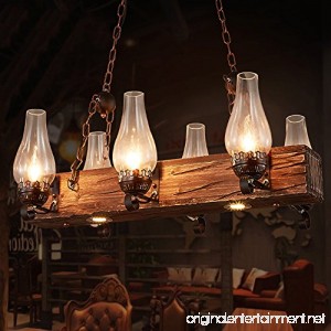 Jiuzhuo Industrial Loft Dark Distressed Wood Beam Large Pendant Light 6-Light Chandelier Lighting Hanging Ceiling Fixture - B078SMLYTV