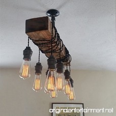 Jiuzhuo Industrial Rustic Wood Beam Linear Island Pendant Light 8-Light Chandelier Lighting Hanging Ceiling Fixture - B07BGV92N5