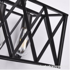 NIUYAO Vintage Chandeliers 4-Light Kitchen Island Chandelier Lighting Rectangle Rustic Pendant Lighting with Wire Metal Cage - B0788L4286