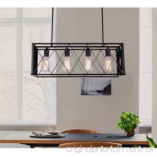 NIUYAO Vintage Chandeliers 4-Light Kitchen Island Chandelier Lighting Rectangle Rustic Pendant Lighting with Wire Metal Cage - B0788L4286