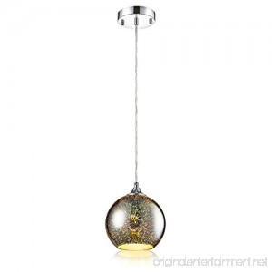 SereneLife Home Lighting Fixture - 7.87” Circular Sphere Shaped Dome Pendant Hanging Lamp Ceiling Light with Sculpted Glass Accent Adjustable Length and Screw-in Bulb Socket (SLLMP12) - B077714P11