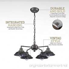 SereneLife Home Lighting Fixture - Metal Accent Classic Vintage Style Chandelier Pendant Hanging Ceiling Light with 4 Single Bulb Rustic Traditional Lamp Shade US Standard Screw-in Sockets (SLLMP414) - B0776VSYM9