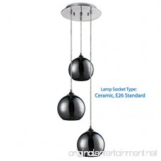 SereneLife Home Lighting Fixture - Triple Pendant Hanging Lamp Ceiling Light with 3 7.1” Circular Sphere Shaped Dome Globes Sculpted Glass Accent Adjustable Length and Screw-in Bulb Socket (SLLMP34) - B0777471YW