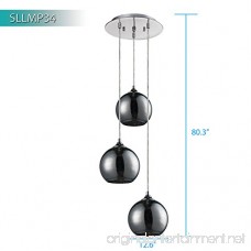 SereneLife Home Lighting Fixture - Triple Pendant Hanging Lamp Ceiling Light with 3 7.1” Circular Sphere Shaped Dome Globes Sculpted Glass Accent Adjustable Length and Screw-in Bulb Socket (SLLMP34) - B0777471YW