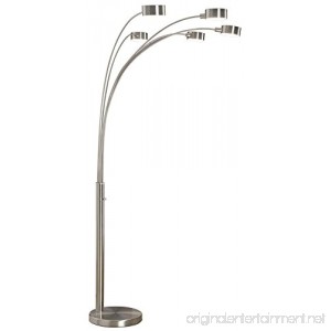 Artiva USA Micah - 5 Arc Brushed Steel Floor Lamp w/ Dimmer Switch 360 Degree Rotatable Shades - Dim Options - Bright & Attractive - Solid Construction - Stainless Steel - Industrial & Mid-Century - B00G25GTNY