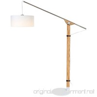 Brightech Eithan LED Floor Lamp – Modern Contemporary Elevated Crane Arc Floor Lamp & Linen Hanging Lamp Shade- Tall  Industrial  Adjustable Uplight Lamp for Living Room Office or Bedroom Natural Wood - B071S2R7Q5