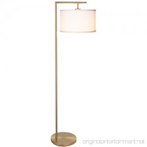 Brightech Montage Modern LED Floor Lamp - Alexa Compatible Living Room Light - Standing Pole with Hanging Drum Shade - Tall Downlight for Bedrooms Family Rooms Offices – Antique Brass - B0797F2FMX