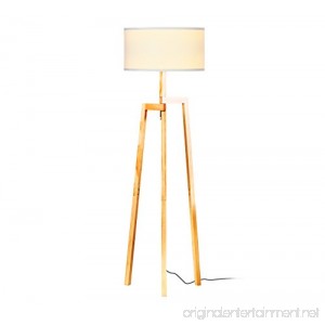 Brightech New Mia LED Tripod Floor Lamp– Modern Design Wood Mid Century Style Lighting for Contemporary Living or Family Rooms- Ambient Light Tall Standing Survey Lamp for Bedroom Office- White Shade - B07BDPJXGH