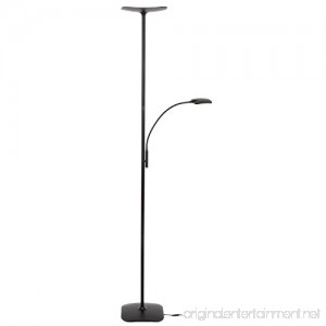 Brightech Sky Plus LED Torchiere Floor & Reading Lamp – Living Room Standing Reading Dimmable Adjustable Light – for Dorm Bedroom Or Office – Jet Black - B073YZRHD5