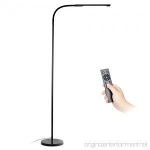 Byingo 12W Dimmable Remote Control & Touch Sensor Switch LED Floor Lamp - Modern Simplicity Style - Stepless Dimming - Fully Adjustable Long Gooseneck - for Sofa/Desk Reading Living Room Bedroom - B078W2KNCW