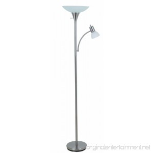 Catalina Lighting 17539-000 Contemporary Torchiere Floor Lamp with Adjustable Reading Light and Frosted Glass Shade 71 Brush Steel - B004MH9A9E