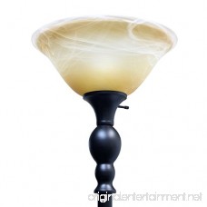 Elegant Designs LF2001-RBZ Torchiere Floor Lamp 1 Light Torchiere Floor Lamp with Marbelized Amber Glass Shade Restoration Bronze - B01M6YL425