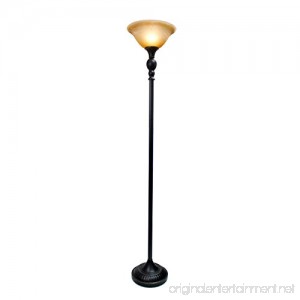 Elegant Designs LF2001-RBZ Torchiere Floor Lamp 1 Light Torchiere Floor Lamp with Marbelized Amber Glass Shade Restoration Bronze - B01M6YL425