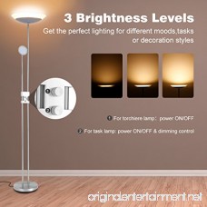 Finether 18W LED Floor Lamps Adjustable Table Lamp Dimmable Torchiere Lamp with 3W 360-degree Task Lamp Reading Light Silver - B01N78EC6K