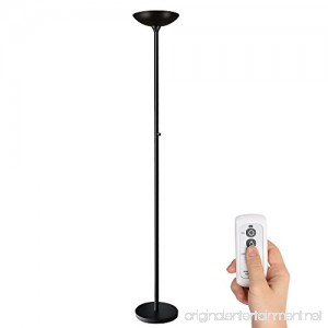 Floor Lamps SUNLLIPE LED Floor Lamp with Remote Control 24W Dimmable Modern Tall Standing Pole Uplight Torchiere Light for Living Room Bedrooms Office Jet Black - B078GHMP39