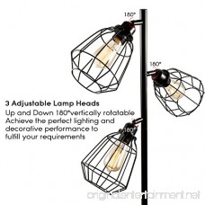 LEONLITE 65inch Track Tree Floor Lamp 3-Head Torchiere Lamp Fixture 3 Bulbs Included Rustic Floor Lamp Industrial Style - B073TRKY4L