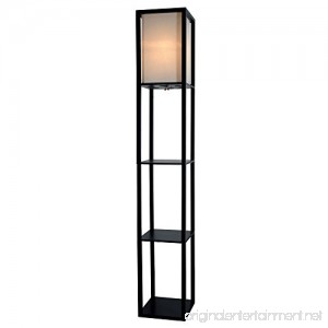 Light Accents Floor Lamp 3 Shelf Standing Lamp 63 Tall Wood with White Linen Shade (Black) - B00GIVYQRI