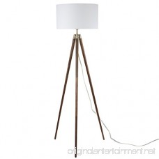 Light Society Celeste Tripod Floor Lamp Walnut Wood Legs with Antique Brass Finish and White Fabric Shade Mid Century Contemporary Modern Style (LS-F233-WAL) - B07BSVVPLJ