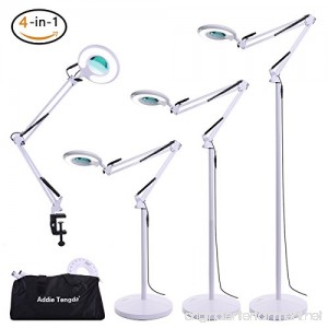Magnifying Floor Lamp Addie 4-in-1 Daylight Super Bright 8x Facial Magnifier Light with Utility Clamp Dimmable Full Spectrum Natural Sunlight LED Standing Light Desk Lamp-For Reading Task-White - B079NSWT4S