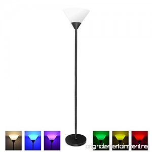 MLGB Alexa WiFi Smart Floor lamp Dimmable Multicolored Color Changing LED Light 68 inches Uplight with White Shade Black Torchiere - B07D997VN2