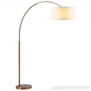 Rivet Brass Arc Floor Lamp 76 H with Bulb Brass with Linen Shade - B073772DH1