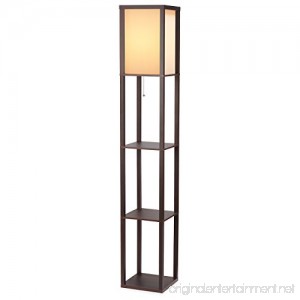 SHINE HAI Shelf Floor Lamp Shade Diffused Light Source with Open Box Display Shelves 63inch Modern Mood Lighting for Bedroom and Living Room Brown - B07239S58H