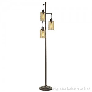 StyleCraft 72-Inch 3 Glass Shade Bronze Champagne Pendant Dimple Floor Lamp - B074W88YF4