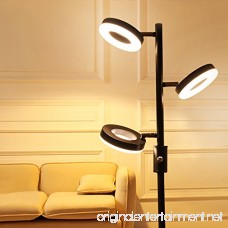 SUNLLIPE 3 Lights Floor Lamp Adjustable Tree Lamp 60 inch 21 Watt Warm White Light Led Floor Lamps for Living Room Bedroom and Office-Jet Black - B077G4CZYX