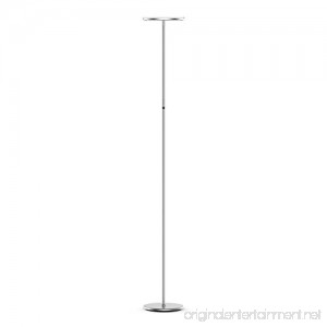 Vacnite LED Torchiere Floor Lamp Smart-Touch-Dimming 71-Inch 36-Watt Super Bright Warm White for Bedroom Living Room Office - Simple Streamlining Silver - B071K8NKJF