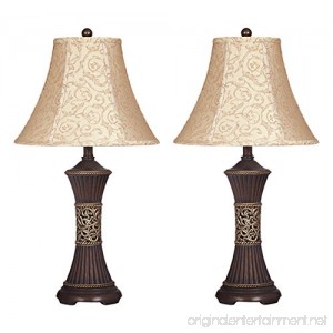 Ashley Furniture Signature Design - Mariana Resin Table Lamp - Traditional Bell Shades - Set of 2 - Bronze Finish - B006OIC7LC