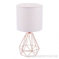 CO-Z Table Lamp with White Fabric Shade Desk Lamp with Hollowed Out Base 18 inches in Height for Living Room Bedroom Dining Room (Rose Gold Base) - B079L6FVZJ