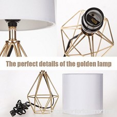 Cotulin Mini Golden Delicate Design Hollowed Out Base Bedroom Living Room Side Table Lamp With Golden Base and White Shade - B07C4D57XH