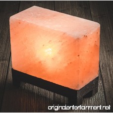 d'aplomb 100% Authentic Natural Himalayan Salt Lamp; Hand-Carved Modern Rectangle in Pink Crystal Rock Salt from the Himalayan Mountains; Footed Wood Base UL-Listed Dimmer Cord; 11.5 lbs - B07BC6KZ2V