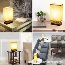 Dimmable Bedside Lamp KingSo Solid Wooden Base Plug In Table Lamp With Dimmer Knob Switch E26 Nightstand Lamp Fabric Shade For Bedroom Babyroom Living Room - B074H21R9Q