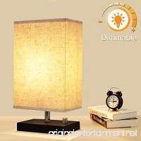 Dimmable Bedside Lamp  KingSo Solid Wooden Base Plug In Table Lamp With Dimmer Knob Switch E26 Nightstand Lamp Fabric Shade For Bedroom Babyroom Living Room - B074H21R9Q