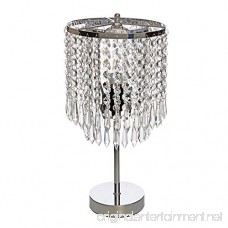 GLANZHAUS Modern Design 17 Clear Crystal Raindrop Beads Lampshade Metal Base Crystal Table Lamp Crystal Silver Table Lamp Beside Lamps for Bedroom Living Room - B078GJLW2B