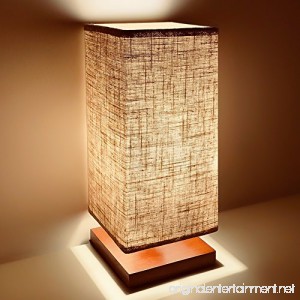 GLORIOUS-LITE Bedside Lamp Nightstand Lamp Square Flaxen Lamp Shade with E26 Lamp Base Minimalist Solid Wood Table Lamp for Living Room Bedroom Kids Room College Dorm Coffee Table - B07DD8HQQP