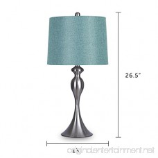Grandview Gallery Table Lamps with Turquoise Shade Set of 2 – Linen and Brushed Nickel 26.5” Table Lamps for Bedside Dressers and Much More – ST90215HT-(W) - B074GJ21YC