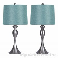 Grandview Gallery Table Lamps with Turquoise Shade  Set of 2 – Linen and Brushed Nickel 26.5” Table Lamps for Bedside  Dressers and Much More – ST90215HT-(W) - B074GJ21YC