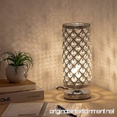 HAITRAL Crystal Table Lamp Modern Night Light Lamp with Metal Frame 110 Pcs Crystals Elegant Bedside Desk Lamp for Bedroom Living Room Dining Room Sliver - B076KCFT5J