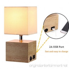 HOMPEN Grace Bedside Lamp with USB Charging Port Wooden Table Lamp for Living Room Bedroom Office Guestroom - B07CQMC7Y3