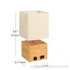 HOMPEN Grace Bedside Lamp with USB Charging Port Wooden Table Lamp for Living Room Bedroom Office Guestroom - B07CQMC7Y3