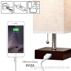 Lifeholder Table Lamp Nightstand Lamp with USB Charging Port and Warm White Led Bulb Wooden Claret Base Beside lamp Modern USB Lamp Perfect for Bedroom Living Room Or Office - B07F666327