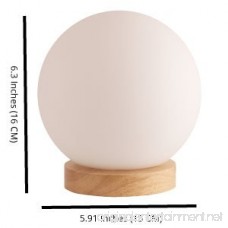 Light Accents Iris Table Lamp Natural Wooden Base with Round Glass Shade - B01MYWYM0X