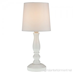 Lightaccents Table Lamp White Base/Bedroom Light/Fabric Bell Shade (Pure White) - B073W1JNMG