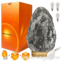 MAYMII·HOME VERY RARE  (5-8lbs) Grey Gray White Himalayan Salt Lamp Lights  Salt Table Lamp Bamboo Base Touch Dimmer Switch Control With 1 Salt Night Light  Set of 2 Pack Salt Candle Holders - B078MZ6L98