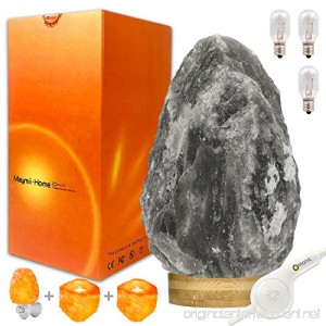 MAYMII·HOME VERY RARE (5-8lbs) Grey Gray White Himalayan Salt Lamp Lights Salt Table Lamp Bamboo Base Touch Dimmer Switch Control With 1 Salt Night Light Set of 2 Pack Salt Candle Holders - B078MZ6L98