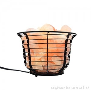 Mineralamp IB-101 Natural Himalayan Round Style Basket Salt Lamp with Carved Salt Chunks Bulb & Dimmer Control 6 x 6 x 7 Peach/Pink - B01N3JPK7A