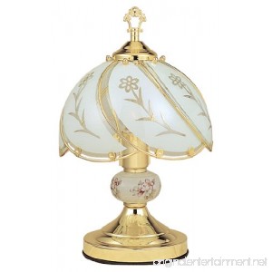 Ore International K313 White Glass Floral Touch Lamp Brushed Gold - B003N9DNR2